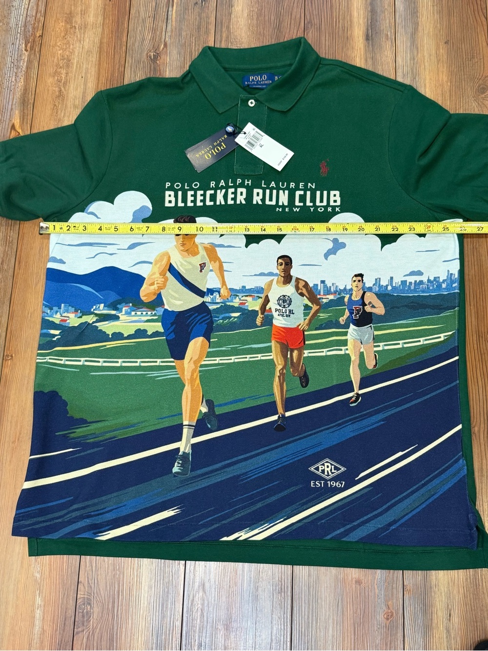 NWT Polo Ralph Lauren Green Bleecker Run Club Graphic Polo P-wing Classic fit XL